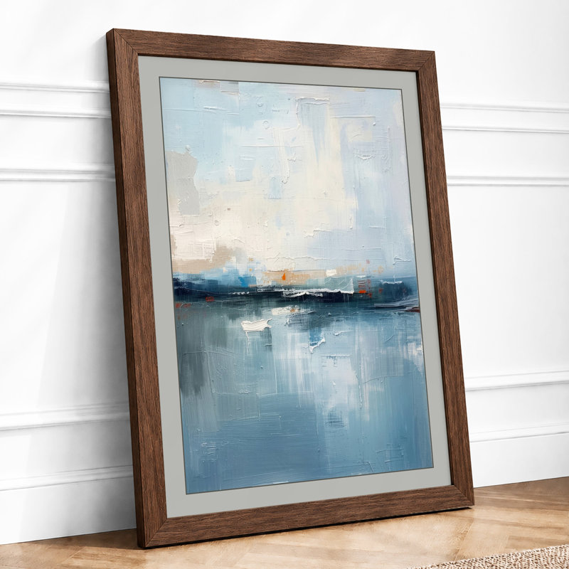 Quiet Water at Dawn Minimalist - Framed Print, Walnut, A3 - 42.0 x 29.7 cm