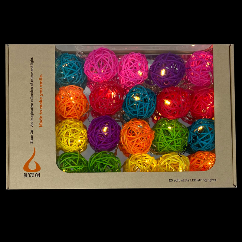 Stonecrest Crest LED Handmade Wicker Balls String Light, 20 Lamps - 5 Metre Long