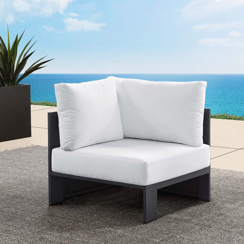 Modway Tahoe Outdoor Patio Powder-Coated Aluminum Modular Corner Chair, White