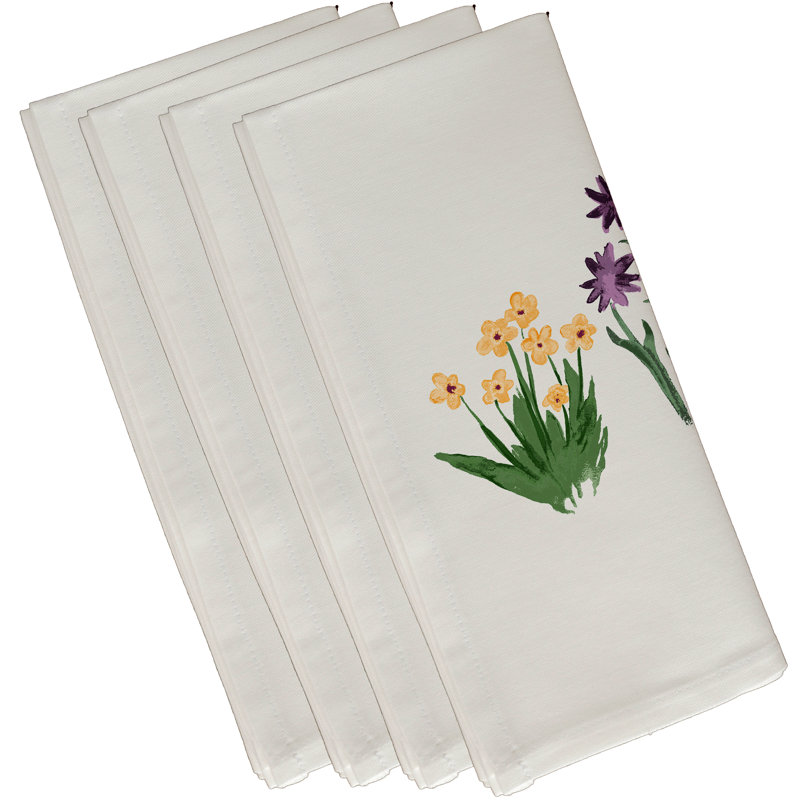 Jayapura Polyester Floral Square Napkin, Light Purple