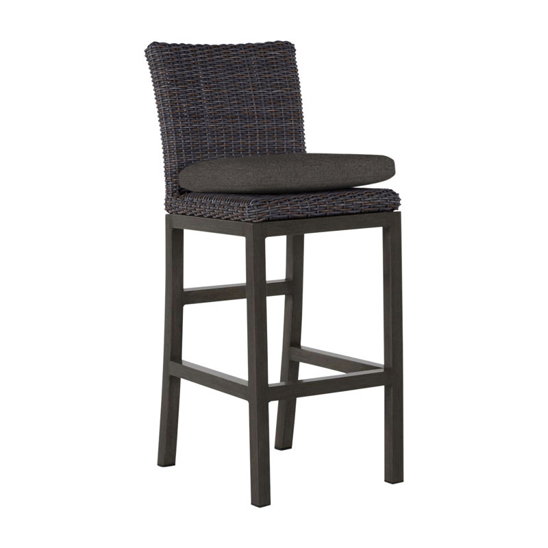 Rustic 30.5" Patio Bar Stool with Cushion, No Welt, Oyster, Verona Fossil