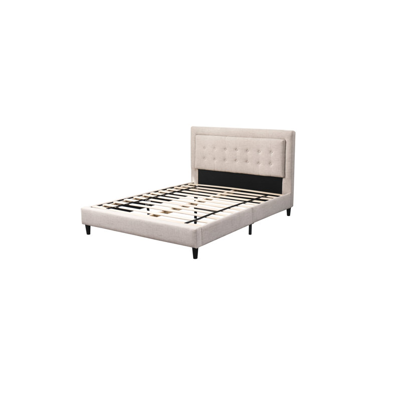 Lit plateforme tapissier Poplar, Grand, Beige