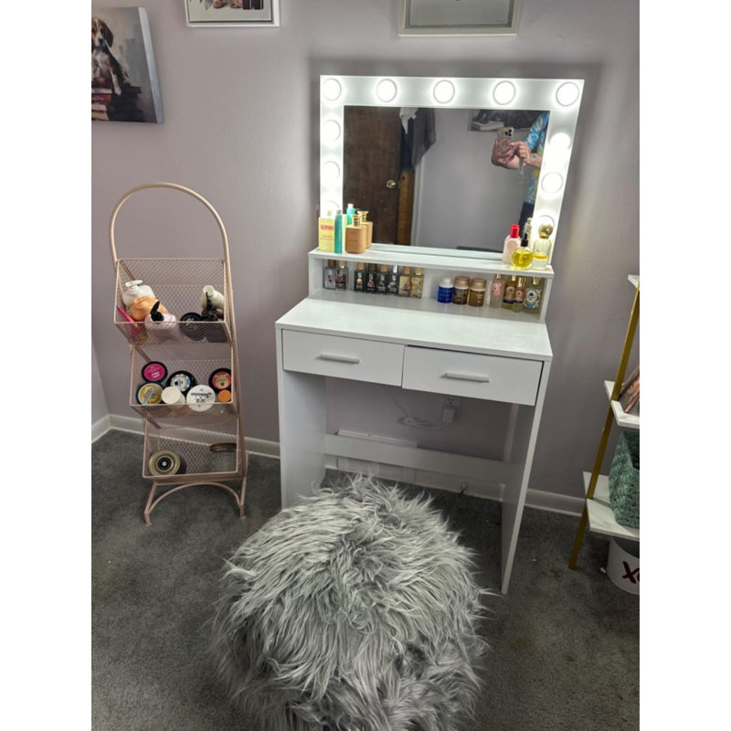 Bureau de coiffeuse avec miroir et lumières pour la chambre à coucher