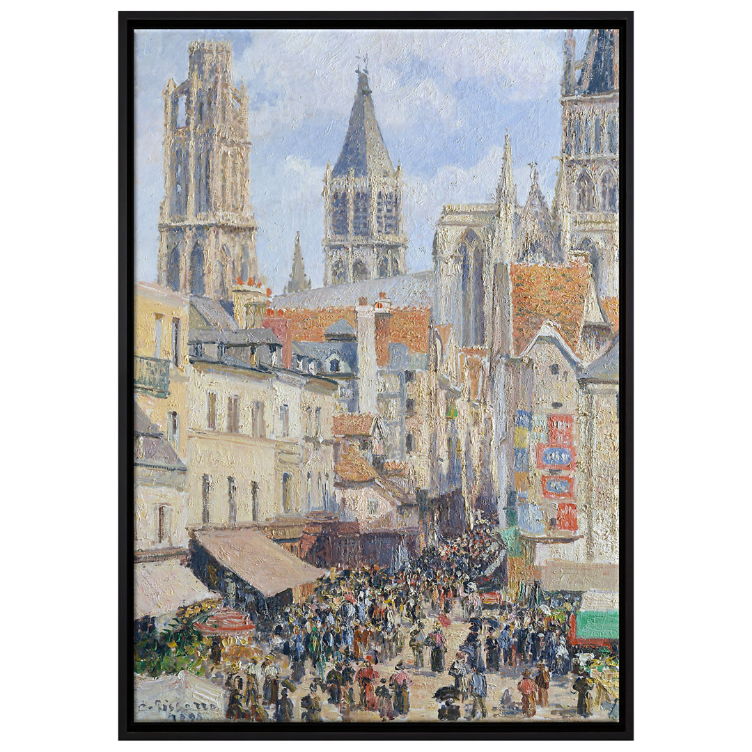 Gerahmtes Leinwandbild Rouen Rue De L'Épicerie von Camille Pissarro