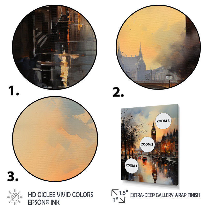 «England City Skylineengland Landscape II - Cityscapes», impressions sur toile, H 44 po x l 34 po x P 1,5 po