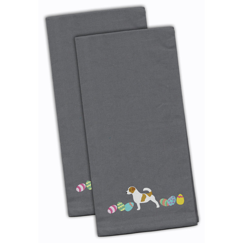 Serviette de cuisine de pâques terrier de pâques à broderie jack, Gris, H 28 po x l 19 po x P 0,1 po