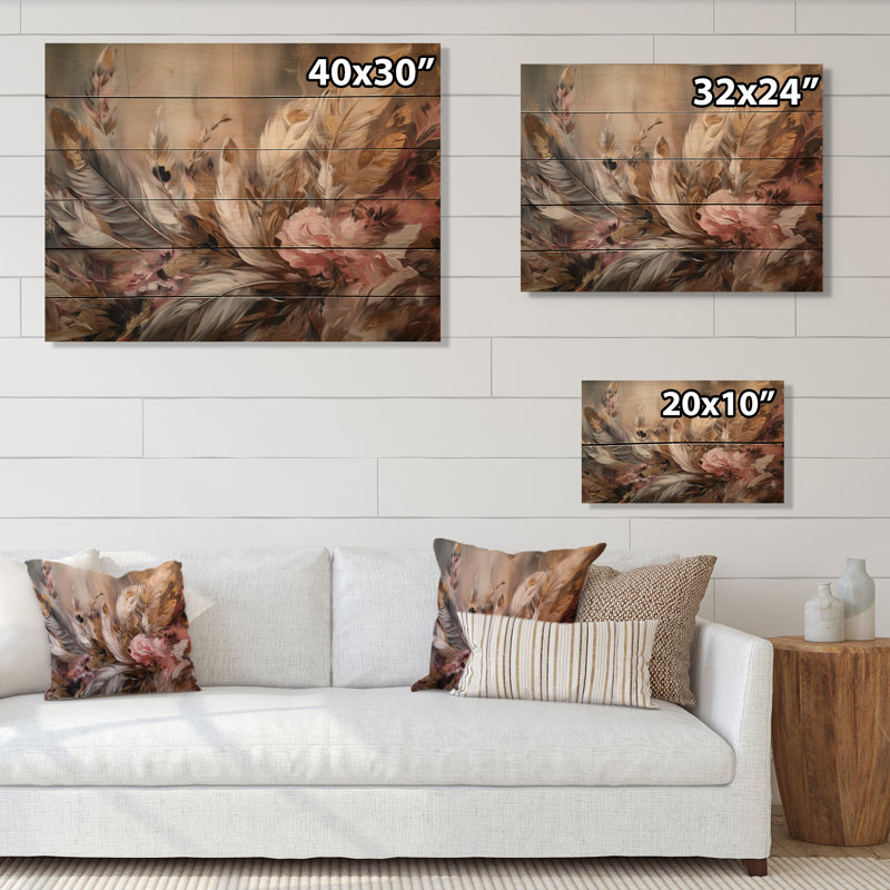 Plume d'or Wanderlust VI sur bois, H 10 po x l 20 po x P 0,78 po