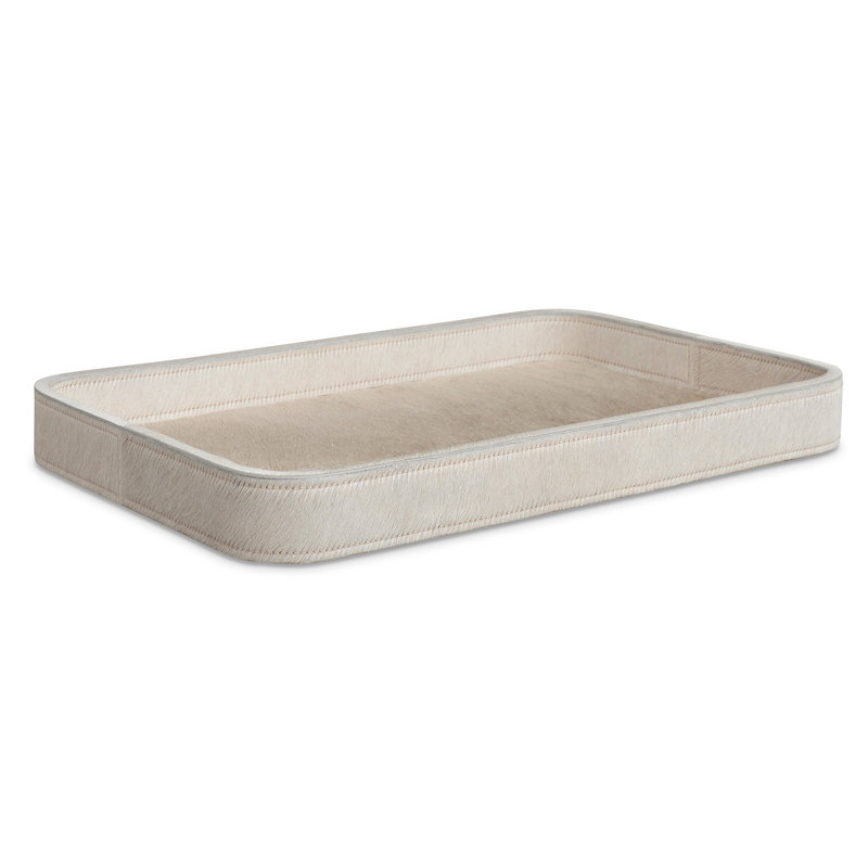 Tsala Tray - Cow Hide w/ Curved Corners, Cream