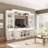 104.3 '' W Entertainment Center Equipped With Bookcase Open Shelves Multi Size Drawers Glass-1421890933