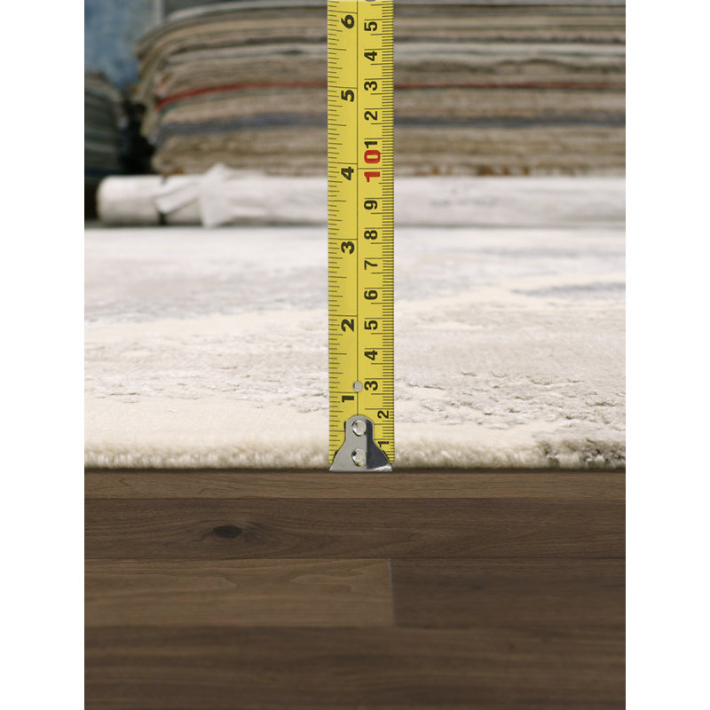 Hand Knotted Wool Abstract Area Rug in Ivory