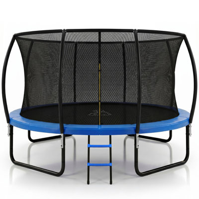 Overmont 14-Foot Outdoor Trampoline with Safety Enclosure Net and Ladder Blue