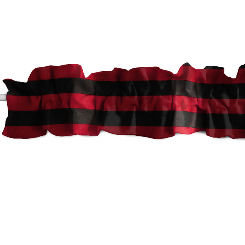 Cantonnière rayée en mélange de coton, L 120 po x L 9 po, Rouge / noir