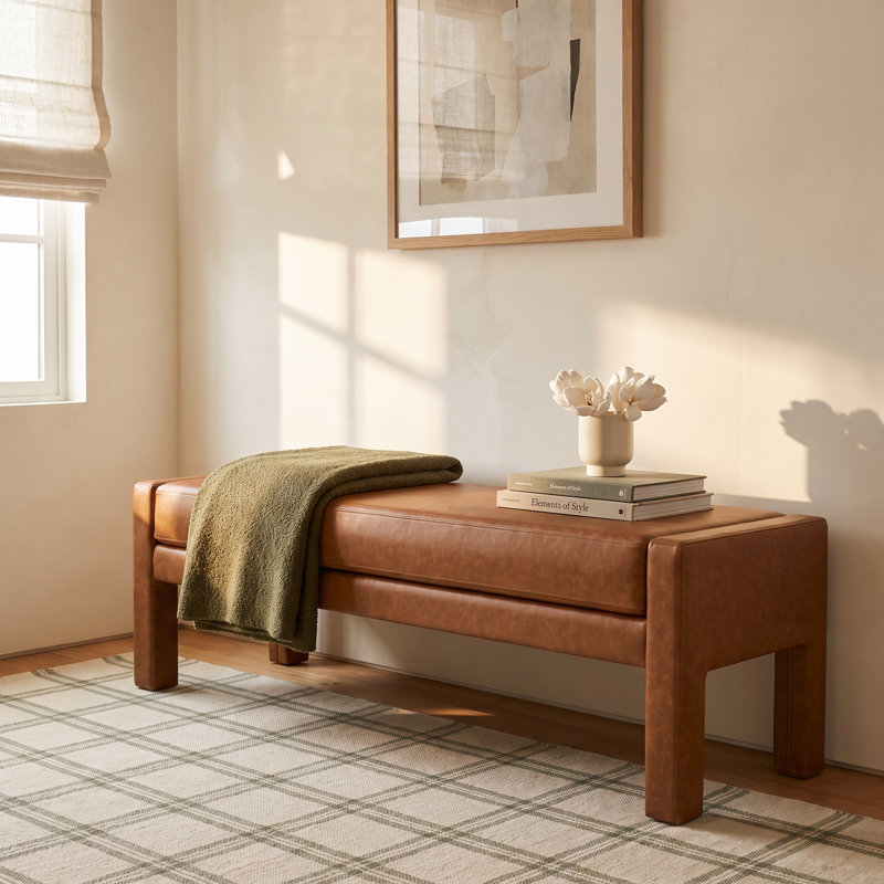 Ivy Faux Leather Upholstered Bench