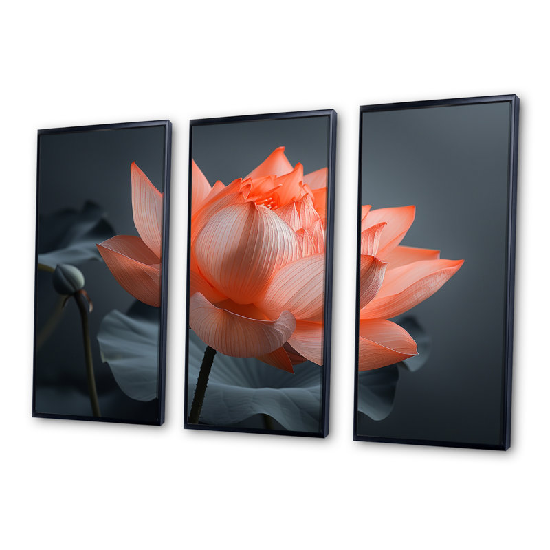 Ensemble de salon Gerken - Lotus, H 32 po x l 48 po x P 1 po, Toile avec cadre flottant noir