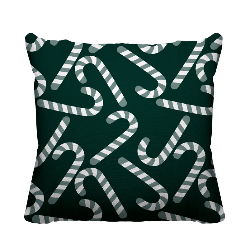 Coussin décoratif intérieur / extérieur Christmas Candy Cane, L 17 po x H 17 po, Vert