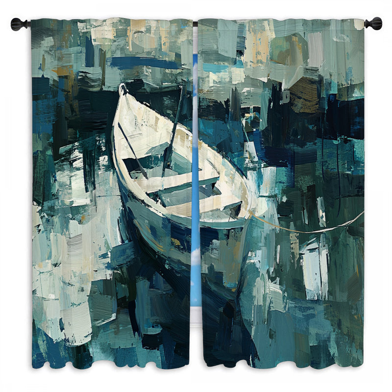 Rideaux de fenêtre à rames Seascape Coastal Beach Drapes - 2 panneaux, L 20 po x L 52 po