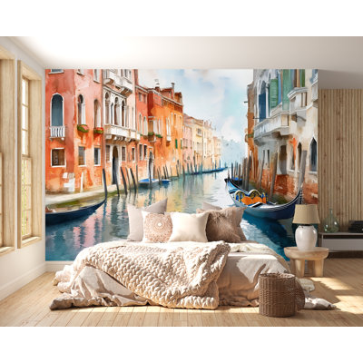 Murale gondole de Venise - Papier peint aquarelle Italie Vn919 (non tissé) VN919