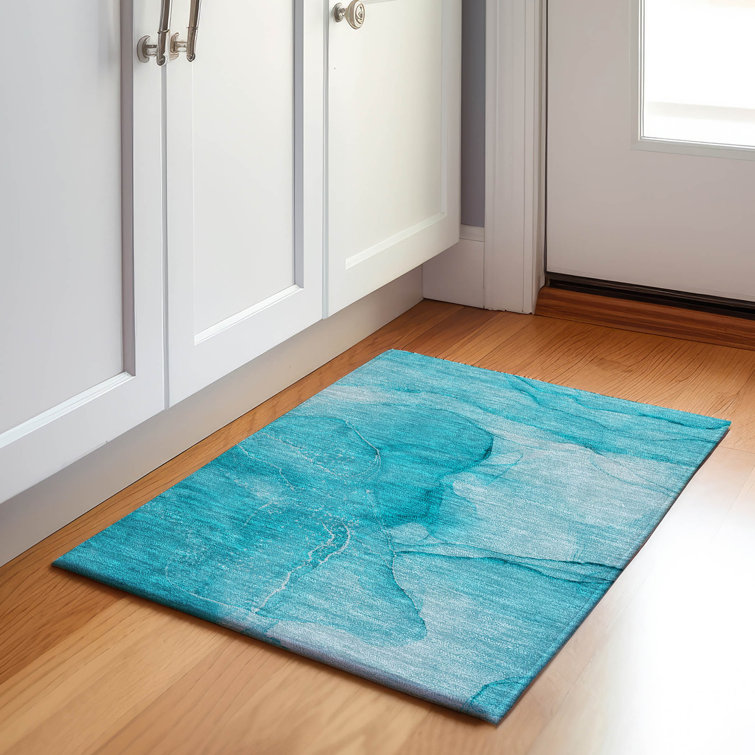 Premium Machine Washable Cerrito AMF507 Teal Rug