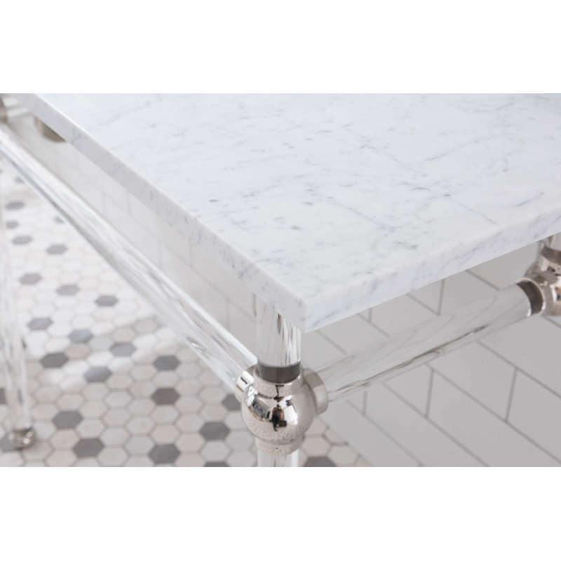 Empire Stone Oval Console Bathroom Sink with Faucet and Overflow, Polished Nickel