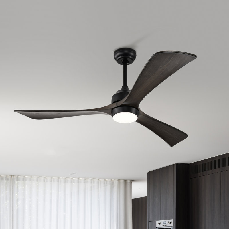 Ventilateur de plafond Led, Bois brun foncé, Noir, Bois brun foncé