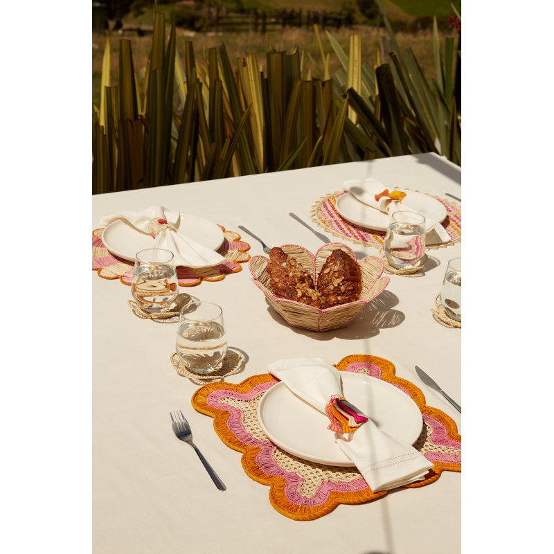 Flower Bread Basket - Pink Trim