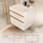 Meuble-lavabo blanc de 30 po, mural, flottant, pré-assemblé, glissières de tiroir à fermeture en douceur, cloisons de rangement intégrées, surface mate moderne, poignées en bois véritable bicolore, organisateur-121114207
