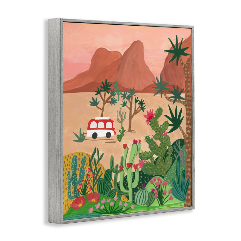 Désert campeur et cactus, estampe numérique, conception par Nabeela Rumi, H 30 po x l 24 po, Estampe numérique Farmhouse
