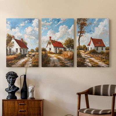 Country Cottage  Series  XVIII  -Premium Gallery Wrapped Canvas Set -Ready to Hang