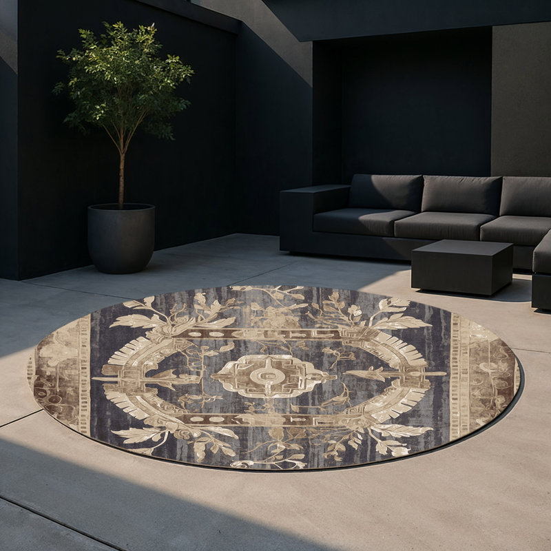 Delos Mystery Indoor And Outdoor Area Rug, Round 5'