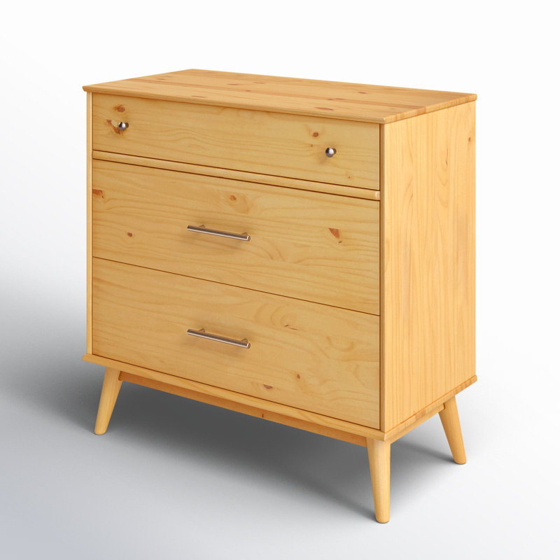Ashlie 3 Drawer 36" W Wood Dresser, Honey Oak
