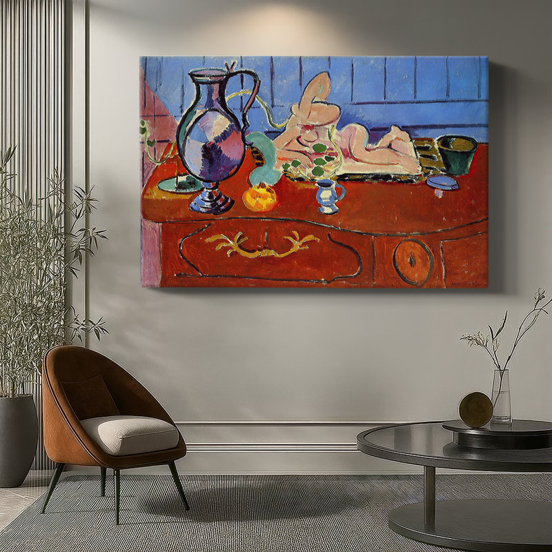 Sculpture et vase persan - Henri Matisse - Toile tendue avec châssis - 1908, 24 x 36