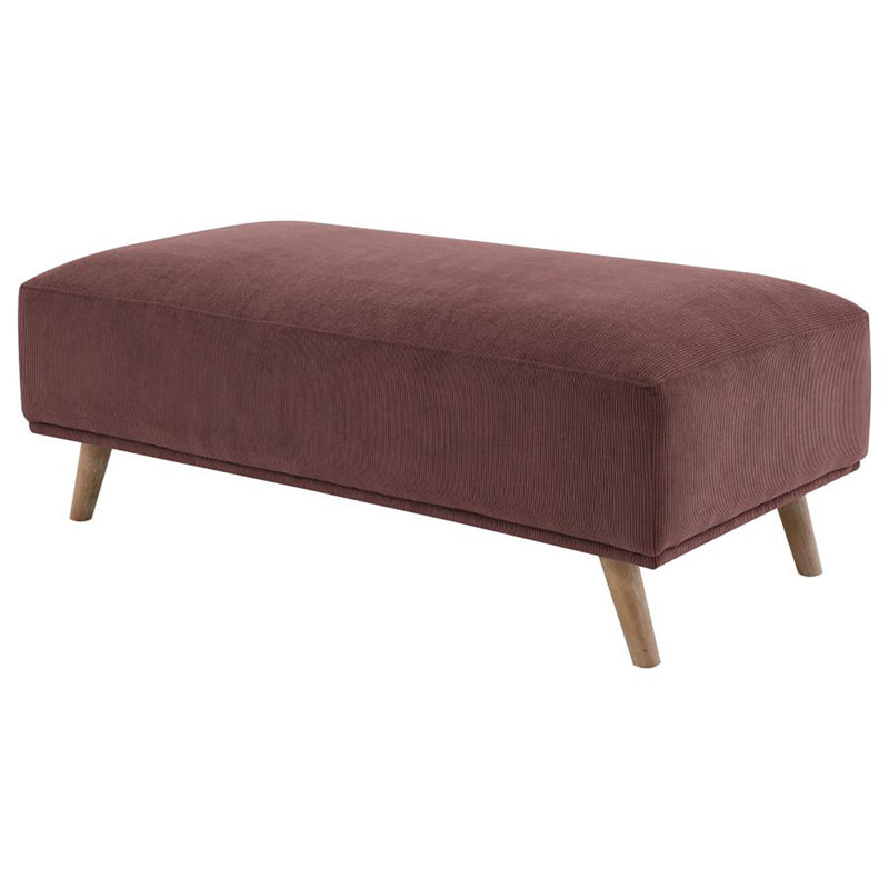 Lowrey Red Wine Upholstered Rectangular Ottoman with Wooden Legs