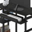 Table de bureau d'ordinateur avec 2 tablettes pour le rangement de bureau et de salon peu encombrant, espresso / noir-813838357