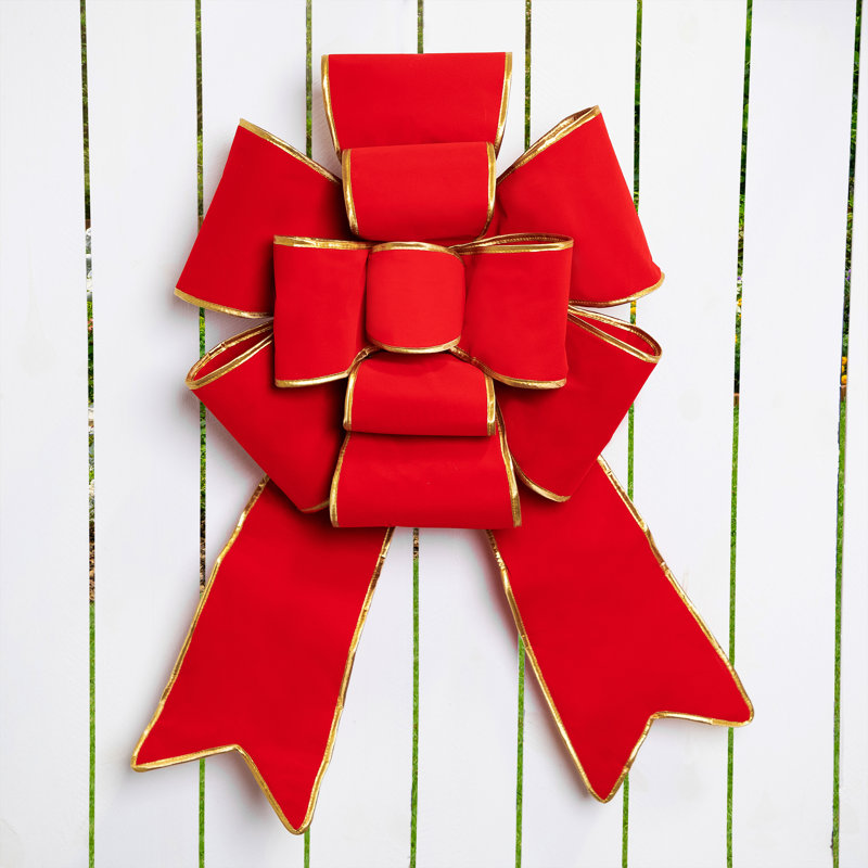 Arc de Noël en velours de velours de forme 3D rouge avec boucles 26 g x 26 po 26 po x 40 po
