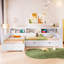 Lit plateforme simple en bois en forme de L avec lit gigogne et tiroir de rangement, blanc