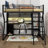 Full Size Metal Gaming Loft Bed With Built-In Work Station, Open Wardrobe, LED And Multiple Storage