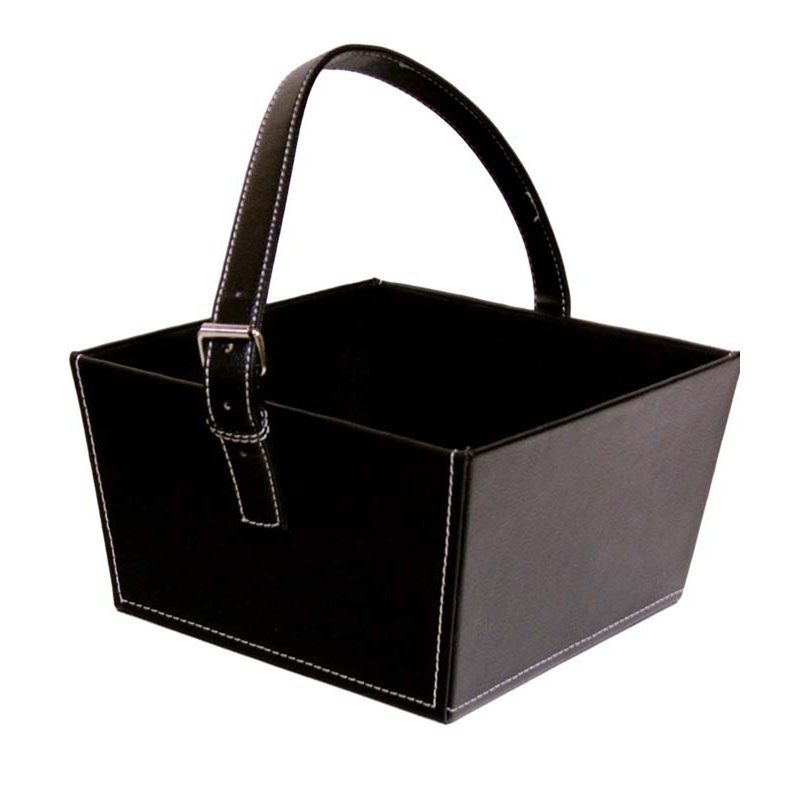 Faux panier en cuir Baderbräu, Noir, H 5 po x l 8 po x P 8 po