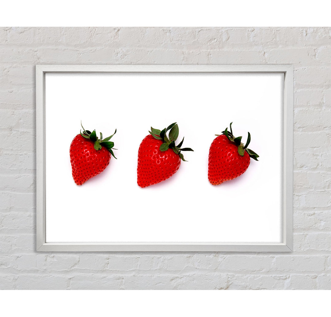 Trio Of Strawberrys - Einzelner Bilderrahmen Kunstdrucke auf Leinwand