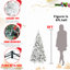 500 lumières DEL blanc chaud - arbre de Noël floqué amélioré de 7,5 pi, 1252 pointes givrées saupoudrées de neige, branches à aiguilles dures, installation à charnières simple, base en métal pour des fêtes embellies et rapides