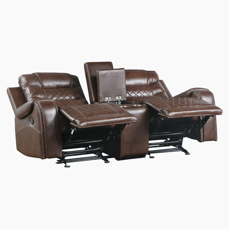 Ensemble de salon inclinable 3 pièces Denby, Similicuir brun