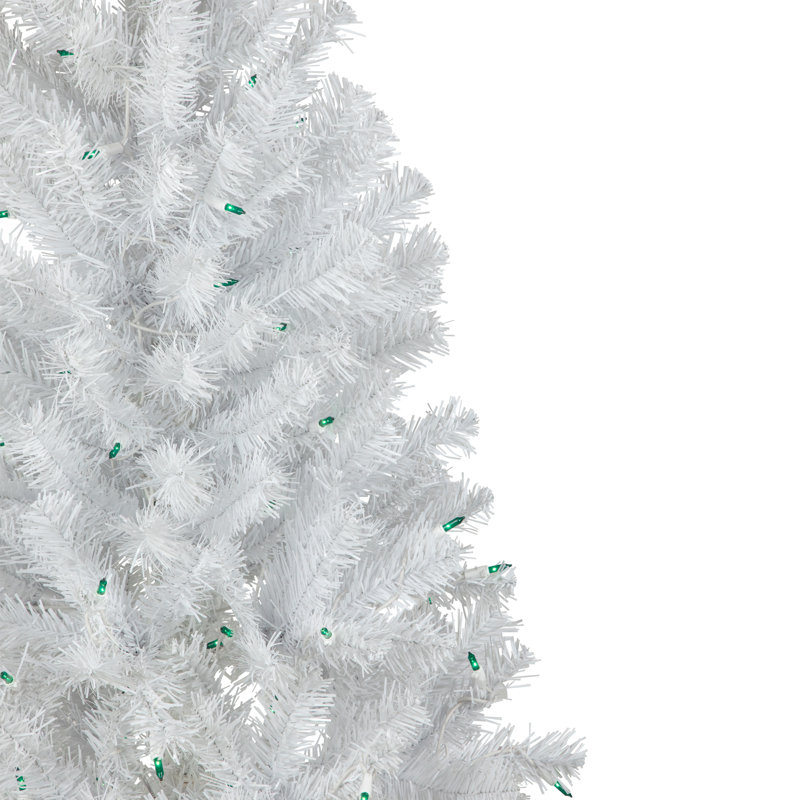 Arbre de Noël artificiel blanc 4 pi x 24 po avec lumières vertes