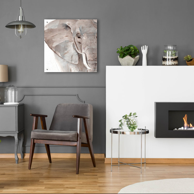  «Elephant Grooves 2» par Annie Warren, art mural en verre acrylique, 24 po x 24 po, H 24 po x l 24 po