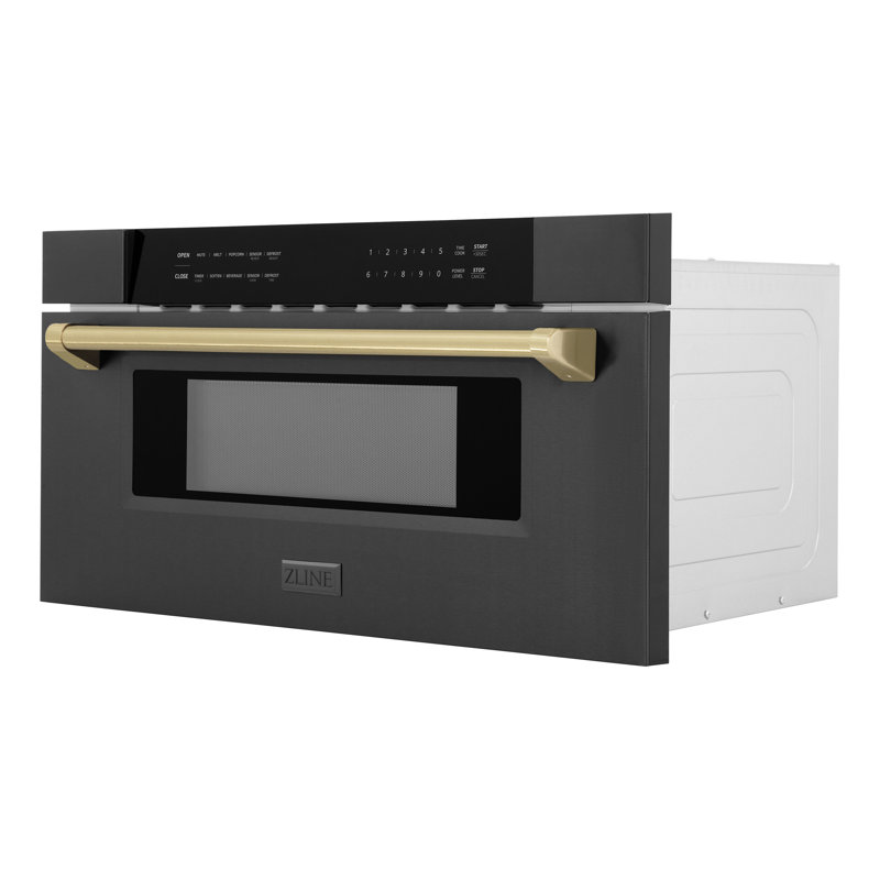 Tiroir à micro-ondes 30 po ZLINE Autograph, Acier inoxydable noir, Bronze champagne