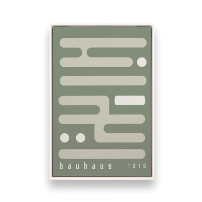 Green Bauhaus Minimalist Circuitry II, reproduction sur toile dans un cadre