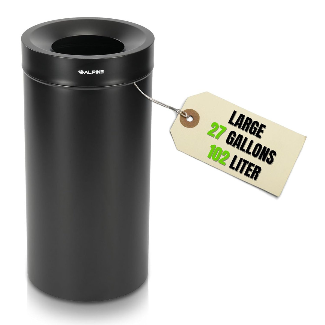 Stainless Steel 27 Gallon Commercial Indoor Trash Can Alpine Industries