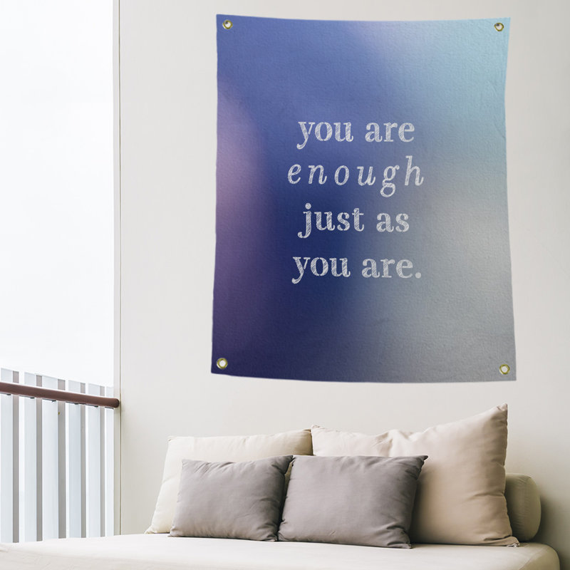 En polyester, vous êtes assez tapisserie quot, H 36 po x l 26 po, Bleu / Gris