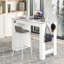  47'' Long Counter Height Table Bar Table Faux Marble Pub Table W/ Cabinet