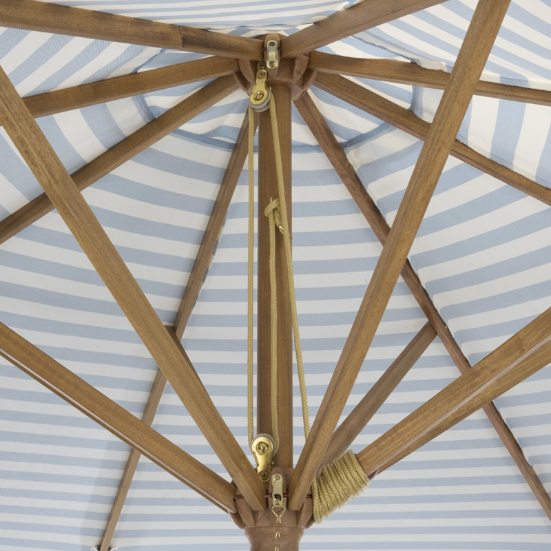 Parasol en bois 9 pi Whisenant, Rayures bleu bébé