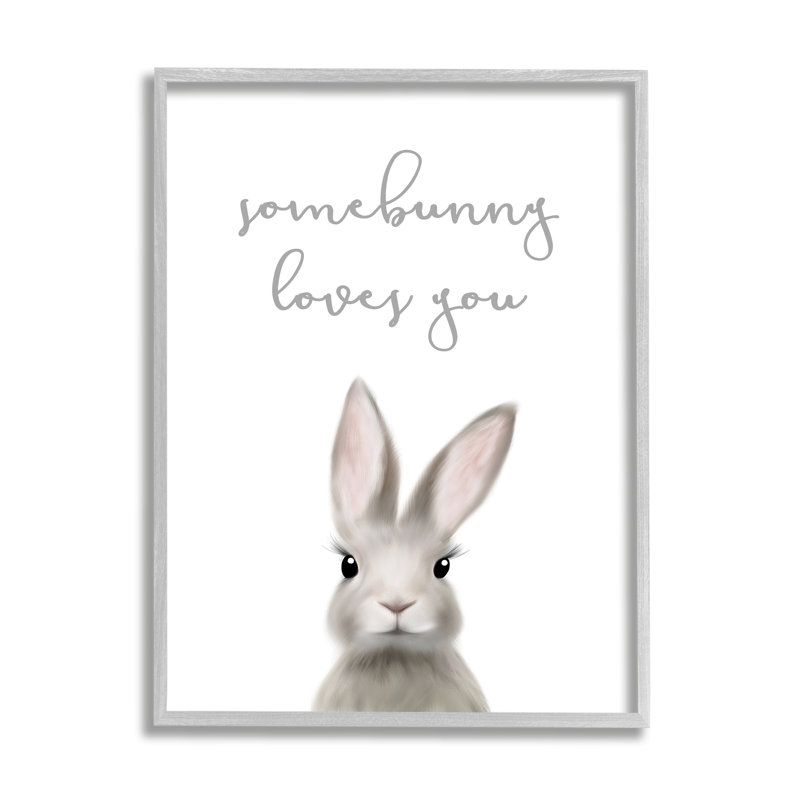 «Somebunny Loves You» citation d'un jeu de mots gris, H 20 po x l 16 po x P 1,5 po, Estampe numérique Farmhouse