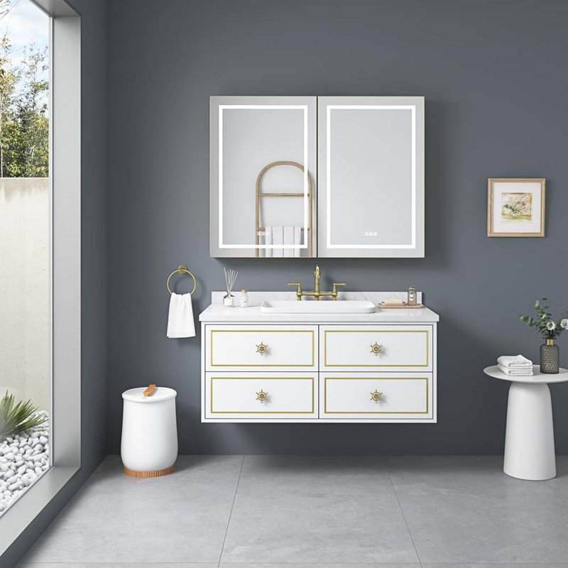 Armoire à pharmacie avec miroir 6 tablettes Mehdo
